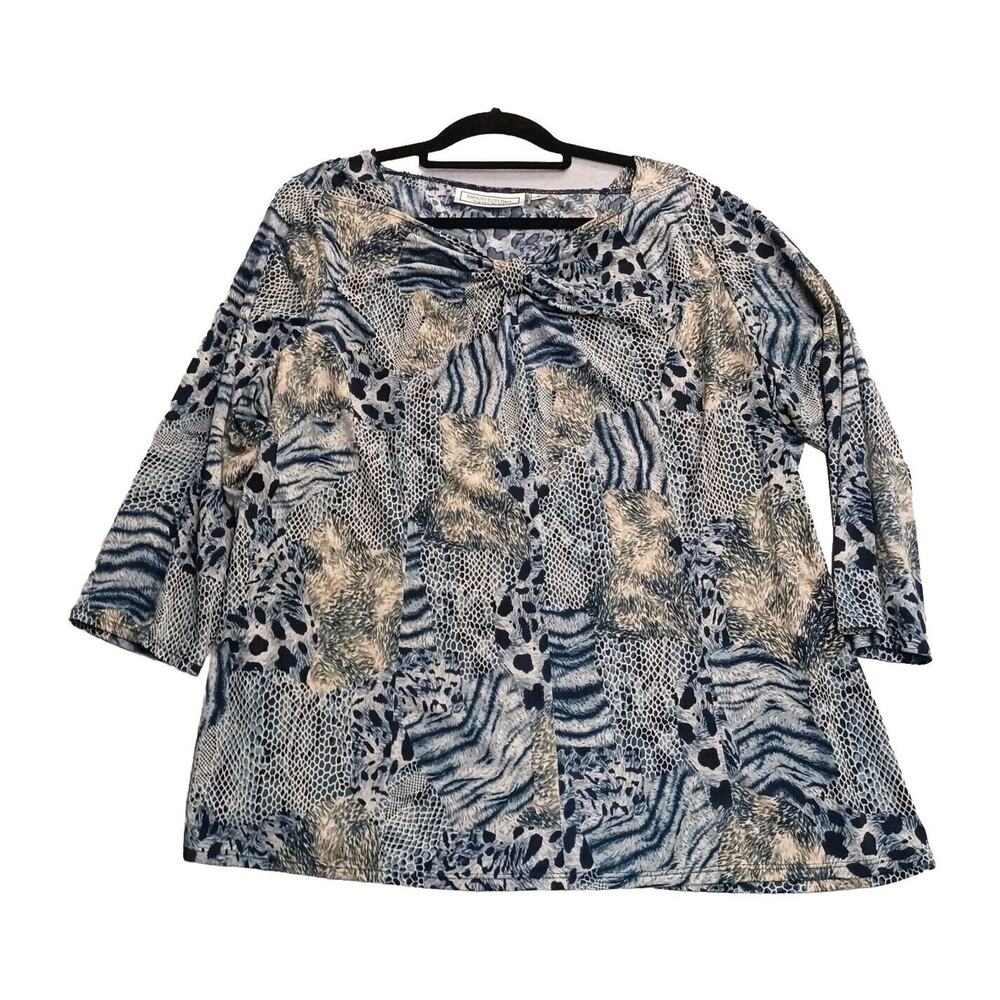 Womens 2XL Blue Snake Animal Print Simonton Says George